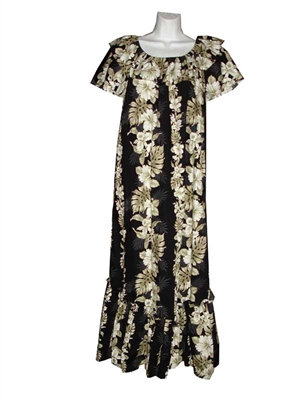 Ky's Long Traditional Black Hawaiian Muumuu